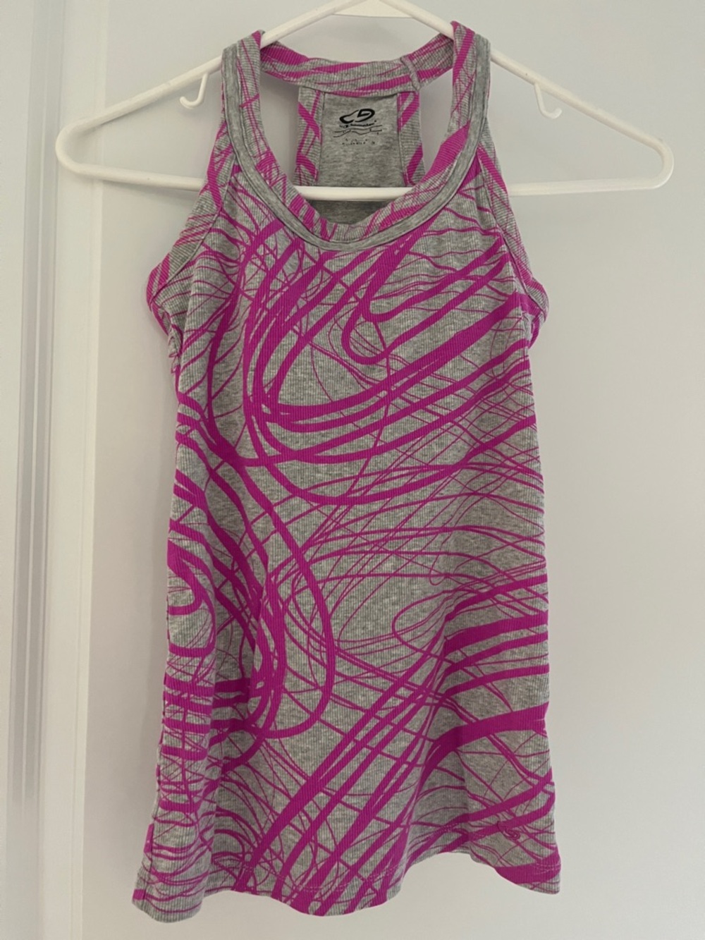 Champion Gray Tank Top with Bright Pink Swirl Print